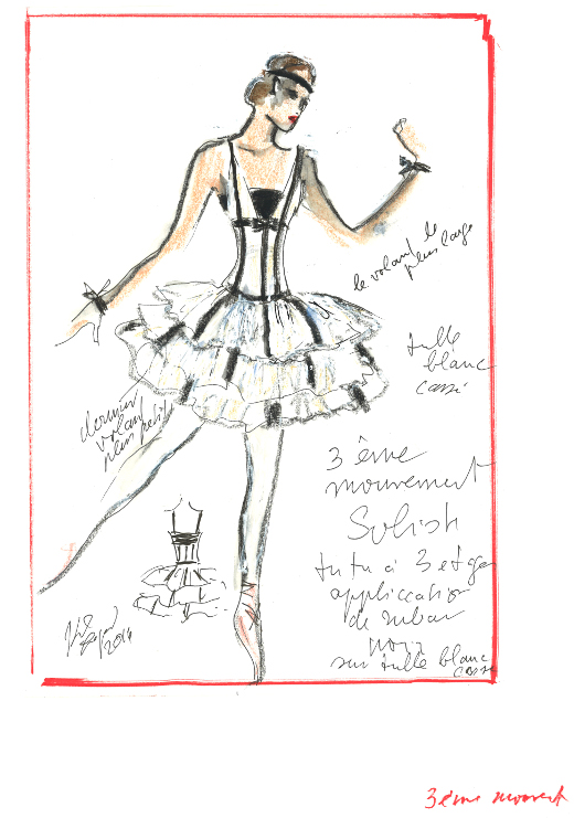 Croquis des costumes de Brahms-Schönberg Quartet de George Balanchine